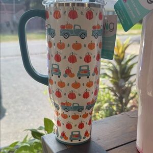 Autumn Harvest Travel Mug with Teal Handle